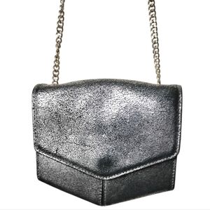 SANDRO | Lou Metallic Silver Crossbody Chain Bag